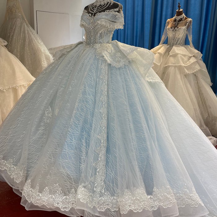 2025 Blue Quinceanera Dress Sweet 15 Wedding Dresses Flowers Vestidos De 15 Años Sequined Beading Lace Evening Party Dress 1835 - Image 5