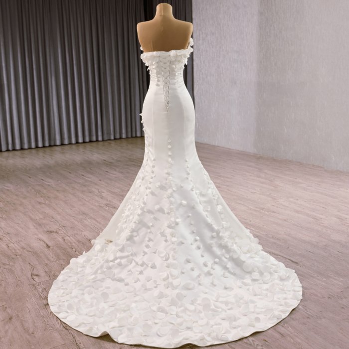 Customized Luxury Satin Ball Gown Wedding Dress Lace Pearls Beaded Detachable Sleeves White Bridal Gown Vestido De Novia 241150 - Image 3