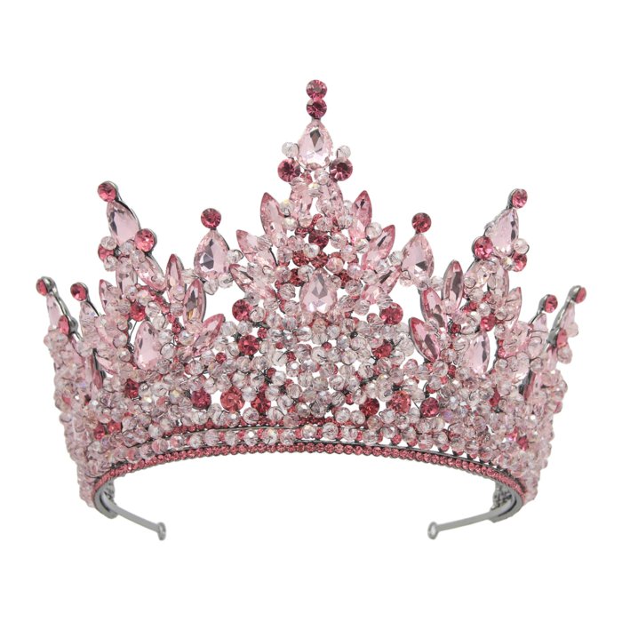 Luxury Royal Baroque Crystal Red Bridal Crown Vintage Rhinestone Queen Pink Crowns Wedding Hair Accessories for Women - Image 3