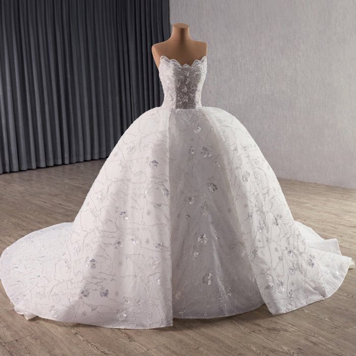 2025 Wedding Dress Ball Gown Princess Bridal Dresses Strapless Sleeveless платье свадебное Lace Beaded Shiny Bride Dress 251047 - Image 5