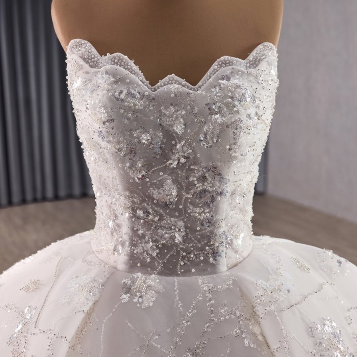 2025 Wedding Dress Ball Gown Princess Bridal Dresses Strapless Sleeveless платье свадебное Lace Beaded Shiny Bride Dress 251047 - Image 3