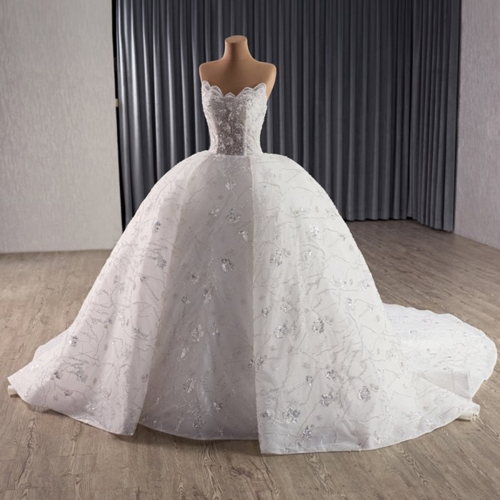 2025 Wedding Dress Ball Gown Princess Bridal Dresses Strapless Sleeveless платье свадебное Lace Beaded Shiny Bride Dress 251047 - Image 4
