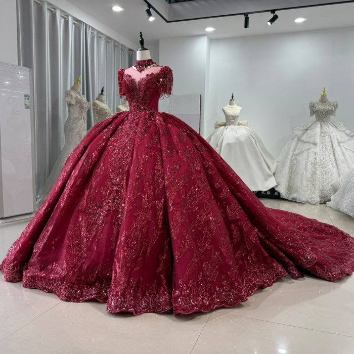 Elegant Wedding Dress Lace High Neck Ball Gown Bridal Dresses Short Sleeves Backless Bridal Gowns For Brides vestidos de novia boda XS159 - Image 4