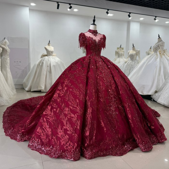 Elegant Wedding Dress Lace High Neck Ball Gown Bridal Dresses Short Sleeves Backless Bridal Gowns For Brides vestidos de novia boda XS159 - Image 5
