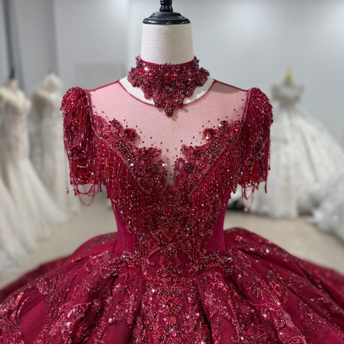 Elegant Wedding Dress Lace High Neck Ball Gown Bridal Dresses Short Sleeves Backless Bridal Gowns For Brides vestidos de novia boda XS159 - Image 3