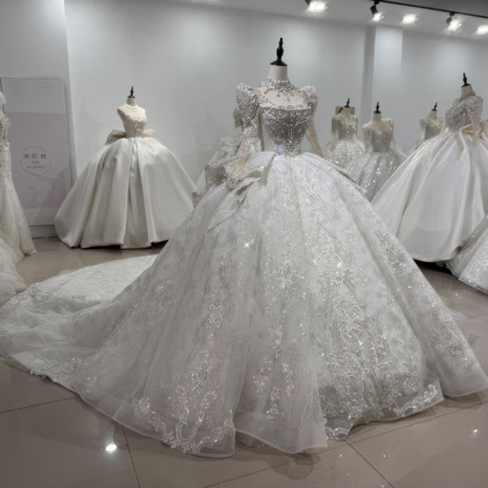 Wedding Dresses Exquisite Long Sleeves Backless Bridal Dress Shiny Sequins Beads Wedding Dress 2025 Ball Gown Robe Vestido De Novia XS161 - Image 5
