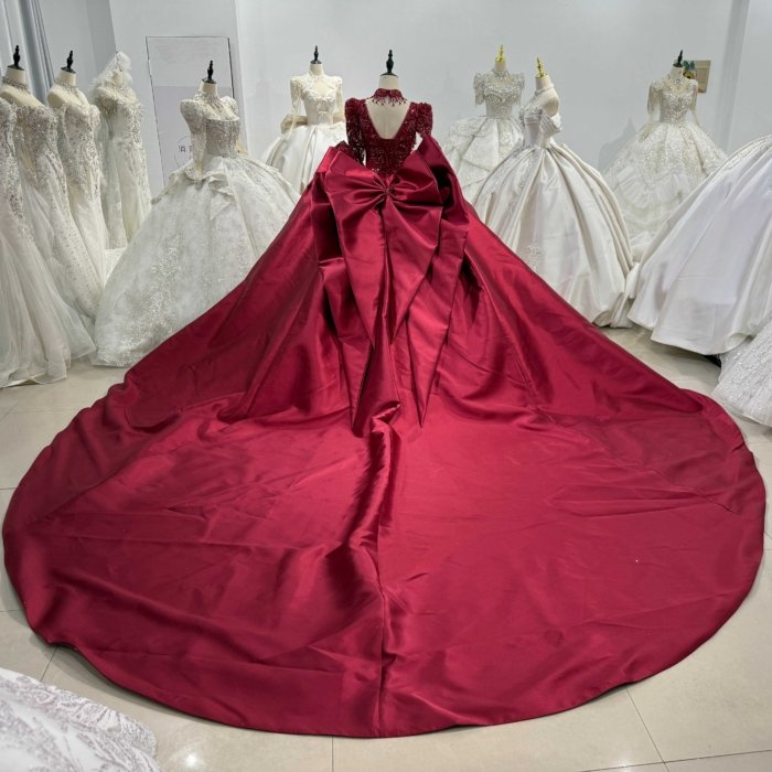High Neck Wedding Dresses Vestido De Noiva Long Sleeve Ball Gown Stylish Wedding Dress Hand Made Flowers Sequined Beading XS163 - Image 2