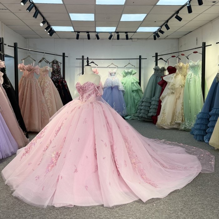 2025 Pink Quinceanera Dress Sweet 15 Quinceañera Flowers Vestidos De 15 Años Sequined Beading Lace Evening Party Dress 1337 - Image 5