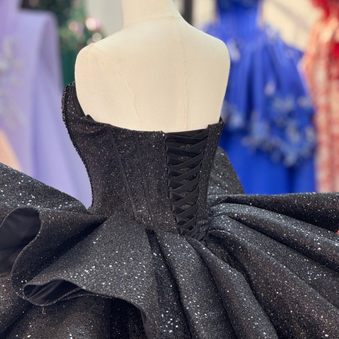2025 Black Quinceanera Dress Sweet 15 Quinceañera Flowers Vestidos De 15 Años Sequined Beading Lace Evening Party Dress 1349 - Image 4