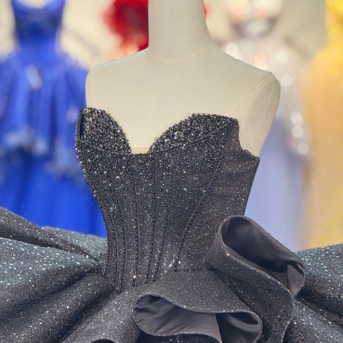 2025 Black Quinceanera Dress Sweet 15 Quinceañera Flowers Vestidos De 15 Años Sequined Beading Lace Evening Party Dress 1349 - Image 3