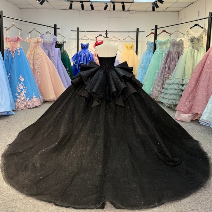 2025 Black Quinceanera Dress Sweet 15 Quinceañera Flowers Vestidos De 15 Años Sequined Beading Lace Evening Party Dress 1349 - Image 2