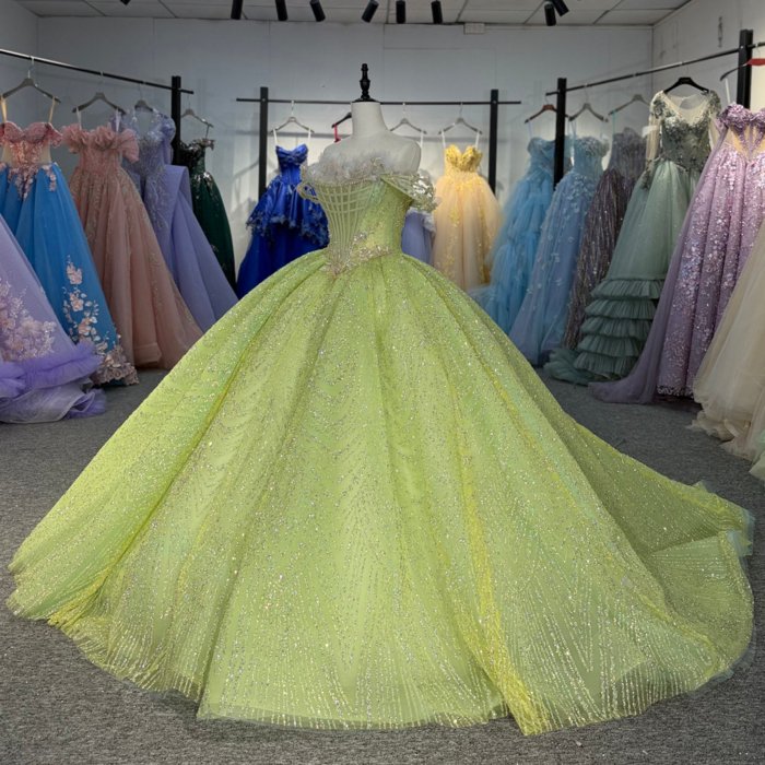 2025 Green Quinceanera Dress Sweet 15 Quinceañera Flowers Vestidos De 15 Años Sequined Beading Lace Evening Party Dress 1369 - Image 5