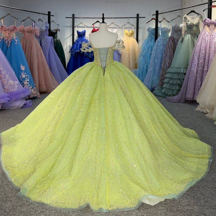2025 Green Quinceanera Dress Sweet 15 Quinceañera Flowers Vestidos De 15 Años Sequined Beading Lace Evening Party Dress 1369 - Image 2