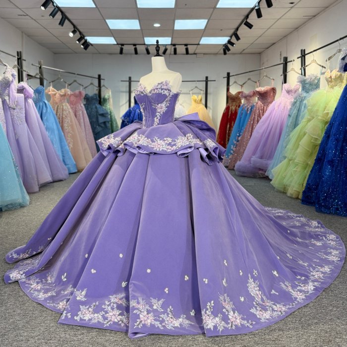 2025 Purple Quinceanera Dress Sweet 15 Quinceañera Flowers Vestidos De 15 Años Sequined Beading Lace Lilac Evening Party Dress 1390 - Image 5