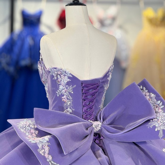 2025 Purple Quinceanera Dress Sweet 15 Quinceañera Flowers Vestidos De 15 Años Sequined Beading Lace Lilac Evening Party Dress 1390 - Image 4