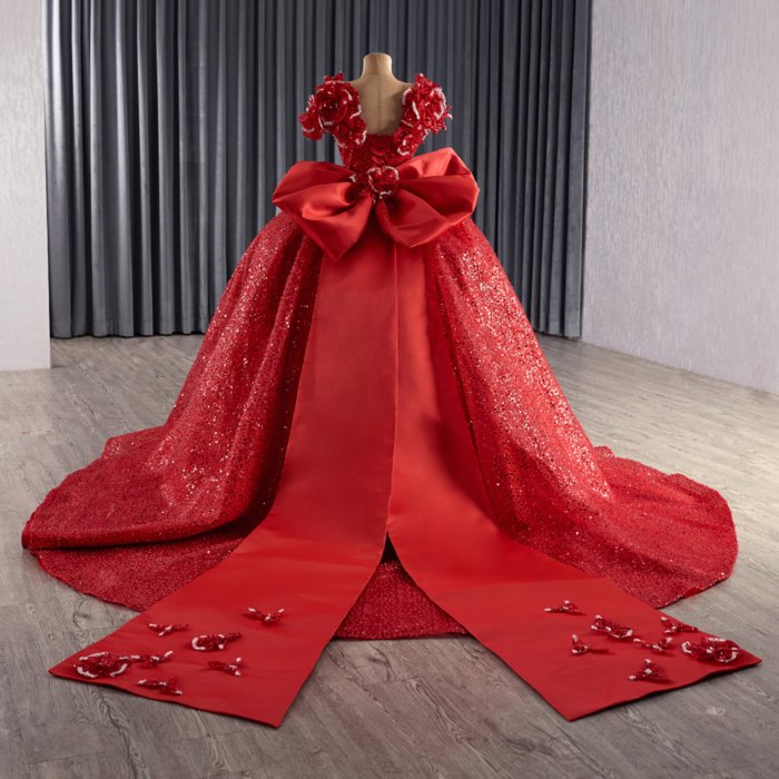 Shiny Red Quinceanera Dress Organza Ball Gown Sequins Lace Princess Applique Beaded vestidos de 15 quinceañera 251044 - Image 2