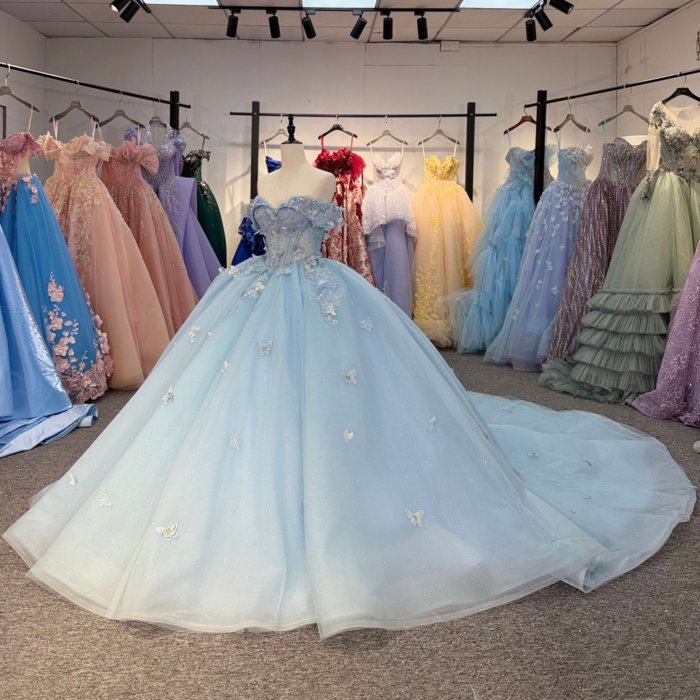 2025 Sky Blue Quinceanera Dress Sweet 15 Quinceañera Flowers Vestidos De 15 Años Sequined Beading Lace Evening Party Dress 6862 - Image 5