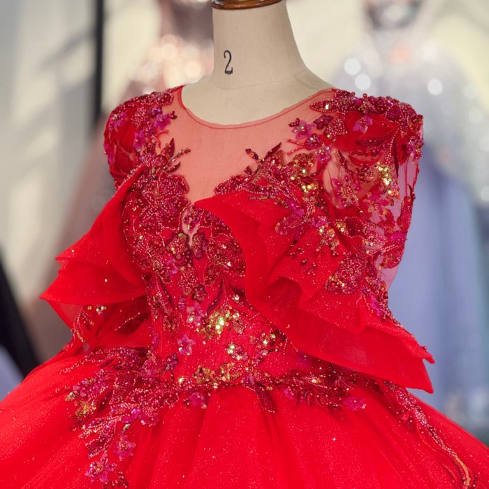 2025 Red Quinceanera Dress Sweet 15 Quinceañera Flowers Vestidos De 15 Años Sequined Beading Lace Evening Party Dress 6886 - Image 3