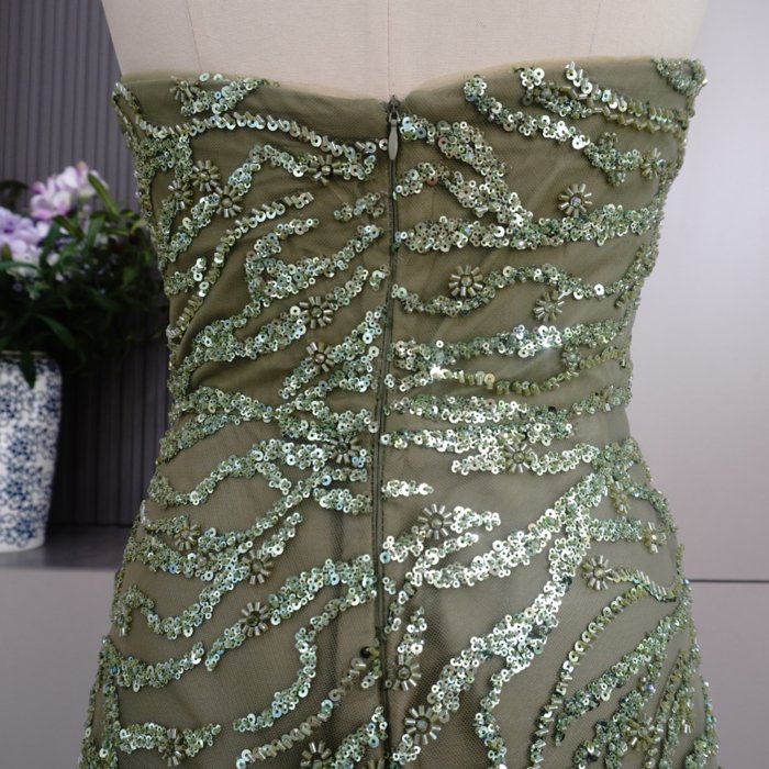 Luxury Dubai Sage Green Evening Dresses with Cape Crystal Elegant Women Wedding Formal Party Gown MH01 - Image 6