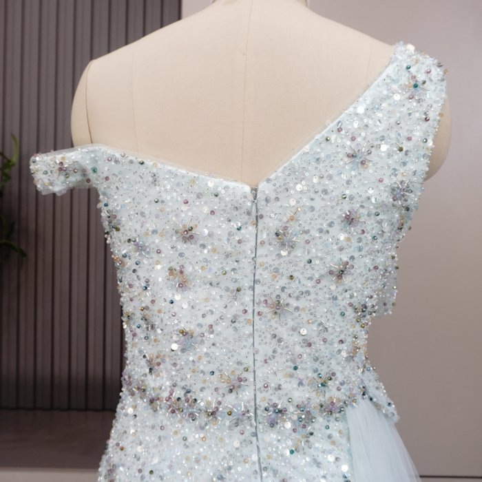 Luxury Dubai Light Blue Evening Dresses Crystal Sequined Prom Dresses Elegant Women Wedding Formal Party Gown MH02 - Image 4