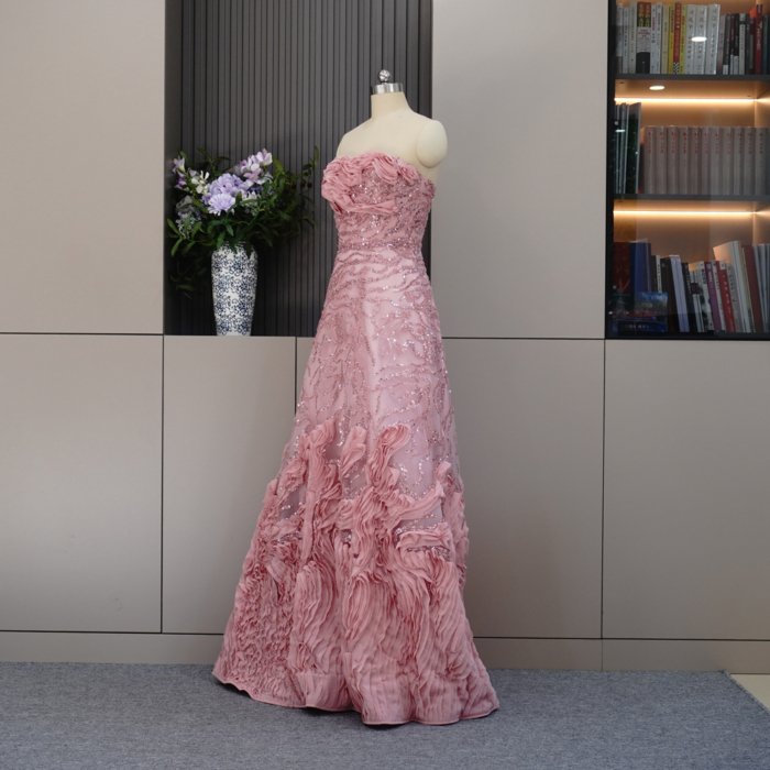 Luxury Dubai Pink Evening Dresses Rosa Crystal Elegant Women Wedding Formal Party Gown MH01 - Image 6