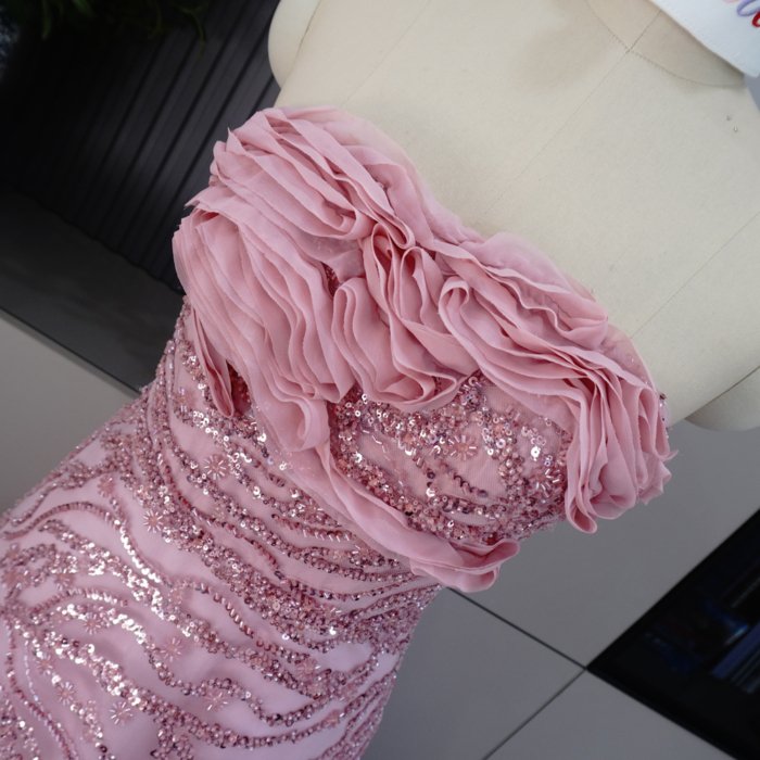 Luxury Dubai Pink Evening Dresses Rosa Crystal Elegant Women Wedding Formal Party Gown MH01 - Image 3