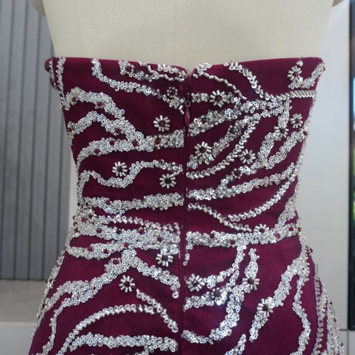 Luxury Dubai Red Evening Dresses Strapless Fuchsia Crystal Elegant Women Wedding Formal Party Gown MH01 - Image 4