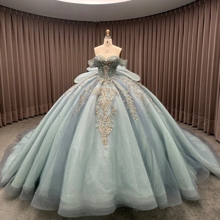 Vestidos De 15 Quinceañera Flowers Vestidos De 15 Años Green V-neck Beading Lace Evening Party Dress 2025 MW02 (Customer Link - Pink Color)