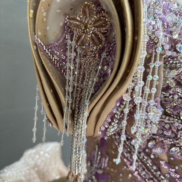 2025 Gold Purple Quinceanera Dress Sweet 15 Quinceañera Flowers Vestidos De 15 Años Sequined Beading Lace Evening Party Dress MW65 - Image 5