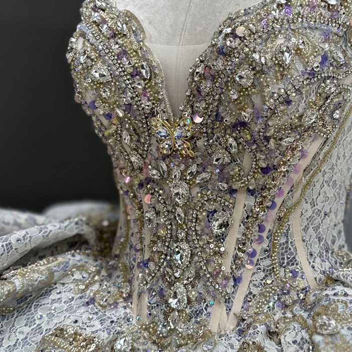 2025 Purple Quinceanera Dress Sweet 15 Quinceañera Flowers Vestidos De 15 Años Sequined Beading Lace Evening Party Dress MW69 - Image 5
