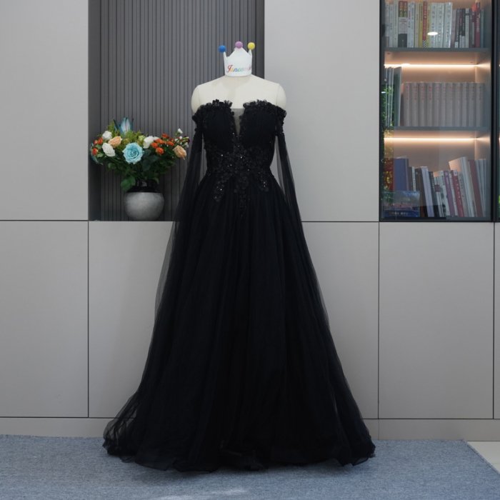 Luxury Dubai Black Evening Dresses Strapless Crystal Elegant Women Wedding Formal Party Gown MH08