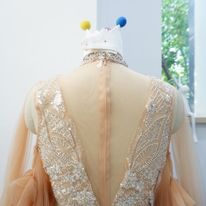Luxury Dubai Orange Evening Dresses Long Sleeves Prom Dresses Crystal Elegant Women Wedding Formal Party Gown XN03 - Image 4