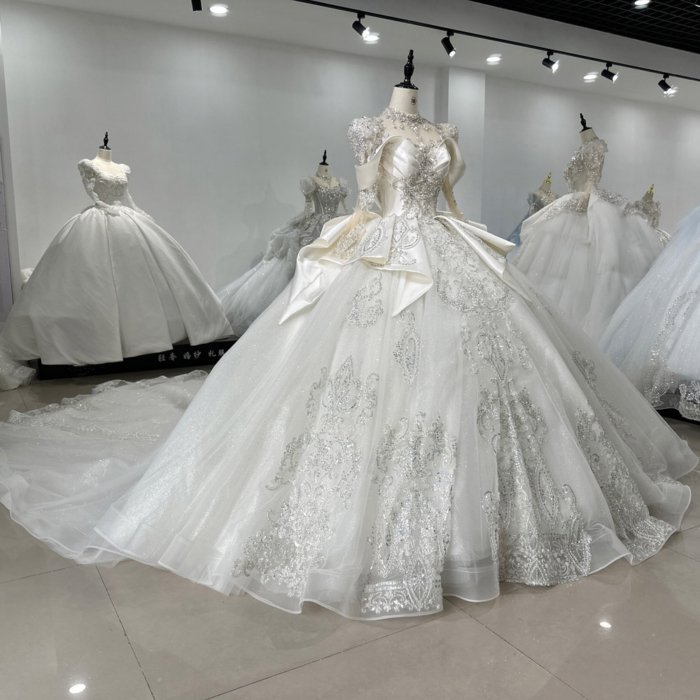 Jancember Luxury Sequins Ball Gown Wedding Dresses Long Sleeves O-neck Beaded Princess Bridal Gowns vestido de novia XS54 (Customer Link-70% Deposit) - Image 5