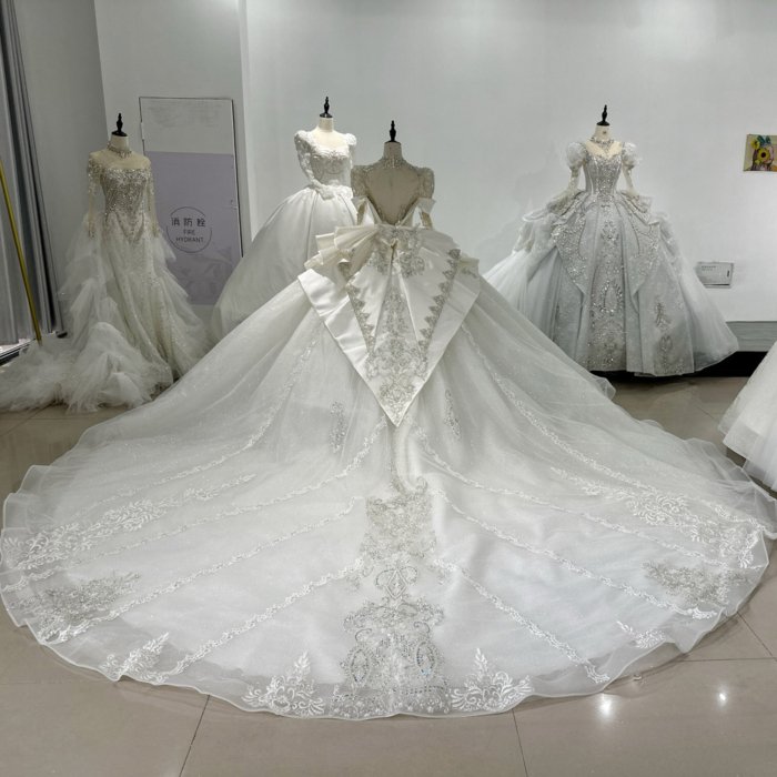 Jancember Luxury Sequins Ball Gown Wedding Dresses Long Sleeves O-neck Beaded Princess Bridal Gowns vestido de novia XS54 (Customer Link-70% Deposit) - Image 2