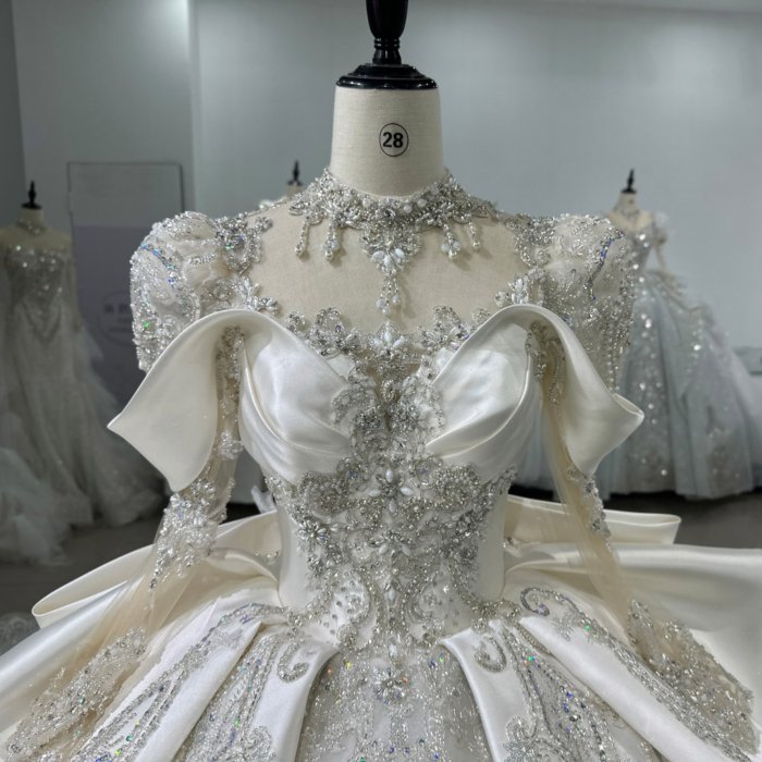 Jancember Luxury Sequins Ball Gown Wedding Dresses Long Sleeves O-neck Beaded Princess Bridal Gowns vestido de novia XS54 (Customer Link-70% Deposit) - Image 3