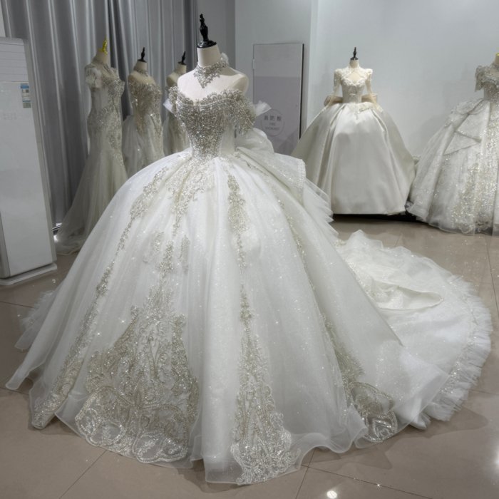2025 Wedding Dress Off Shoulder Elegant Bridal Gown Flowers Vestidos De Novias Sequined Beading Lace Evening Party Dress XS166 - Image 4