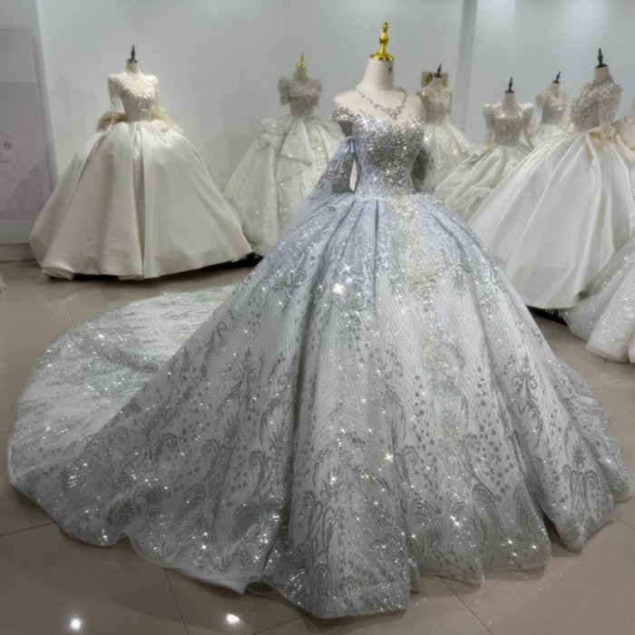 2025 Wedding Dress Long Sleeve O-Neck Elegant Bridal Gown Flowers Vestidos De Novias Sequined Beading Lace Evening Party Dress XS165 - Image 5