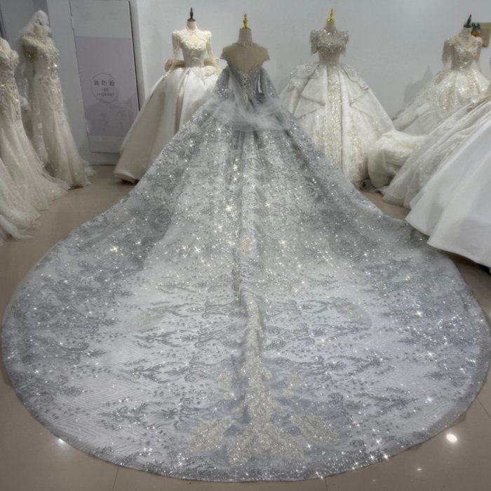 2025 Wedding Dress Long Sleeve O-Neck Elegant Bridal Gown Flowers Vestidos De Novias Sequined Beading Lace Evening Party Dress XS165 - Image 2