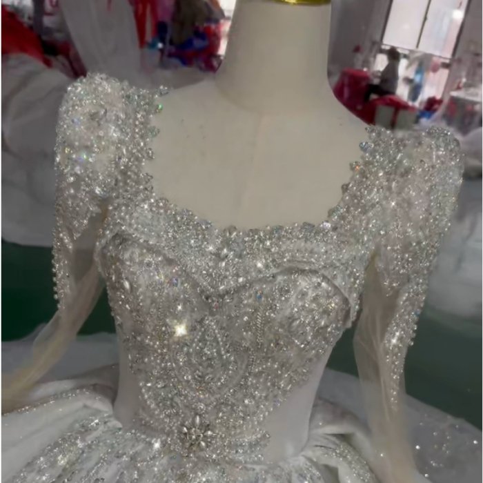 2024 Gorgeous Female Wedding Dress Shoulder To Shoulder Princess Beading Prom Wedding Dresses XXZ29(Customer Link ) - Image 2