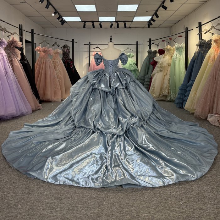2025 Gray Blue Quinceanera Dress Sweet 15 Quinceañera Flowers Vestidos De 15 Años Sequined Beading Lace Evening Party Dress 1263 - Image 2
