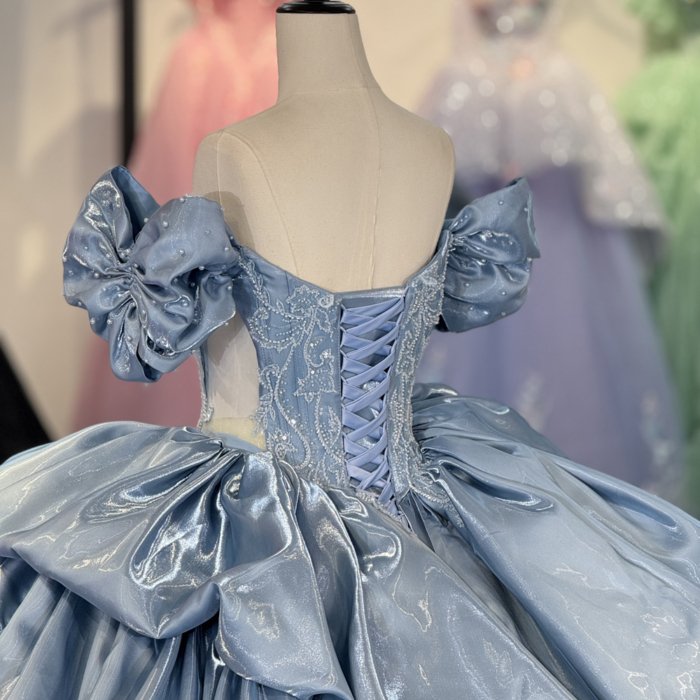 2025 Gray Blue Quinceanera Dress Sweet 15 Quinceañera Flowers Vestidos De 15 Años Sequined Beading Lace Evening Party Dress 1263 - Image 4