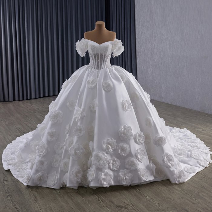2025 Ball Gown Wedding Dress Elegant Bridal Gown Flowers Vestidos De Novias Sequined Beading Lace Evening Party Dress 251040