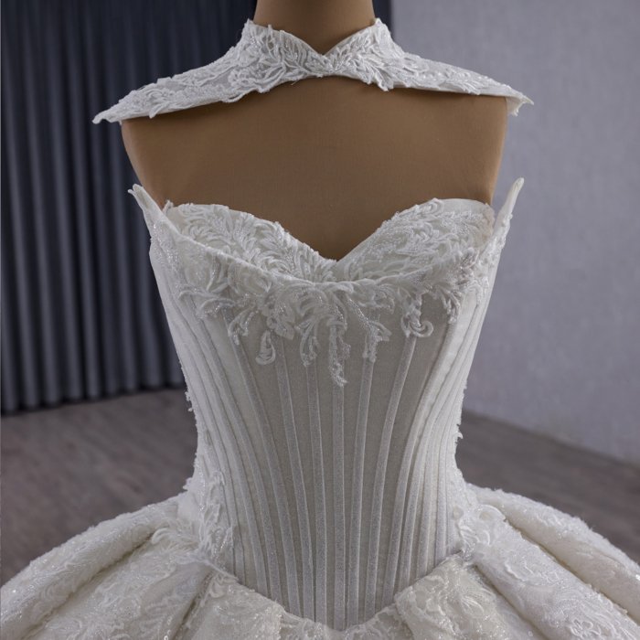 2025 Strapless Wedding Dress Elegant Bridal Gown Flowers Vestidos De Novias Sequined Beading Lace Evening Party Dress 251068 - Image 4