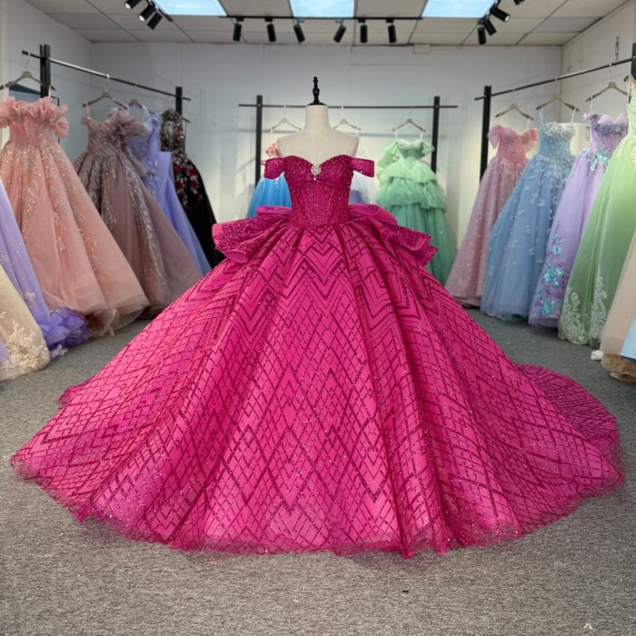 2025 Pink Quinceanera Dress Sweet 15 Quinceañera Flowers Vestidos De 15 Años Sequined Beading Lace Evening Party Dress 5886