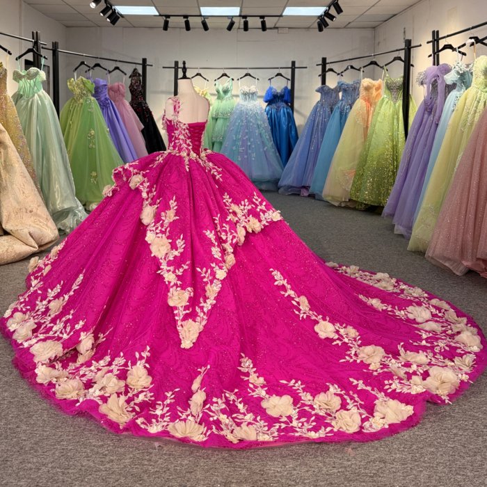 2025 Pink Quinceanera Dress Sweet 15 Quinceañera Flowers Vestidos De 15 Años Sequined Beading Lace Evening Party Dress 5925 - Image 6