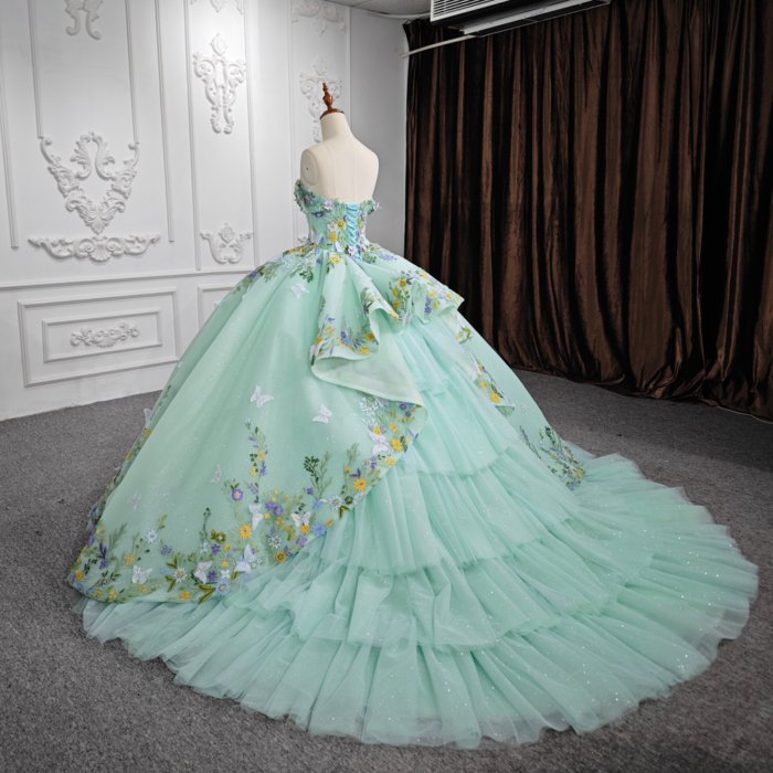 JANCEMBER Romanti Mint Green Quinceanera Dresses For 15 Party Princess Appliques Flowers Birthday Party Dress 6536 Bar Mitzvah - Image 6
