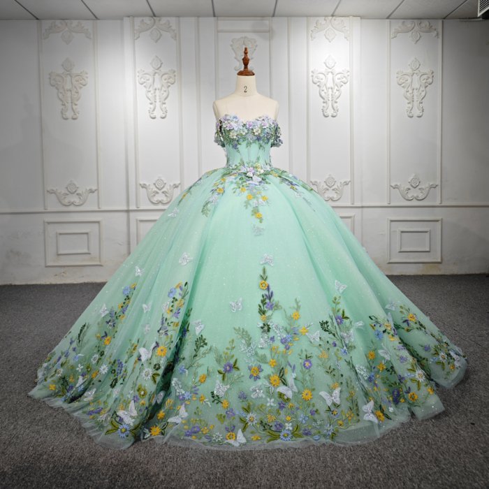 JANCEMBER Romanti Mint Green Quinceanera Dresses For 15 Party Princess Appliques Flowers Birthday Party Dress 6536 Bar Mitzvah