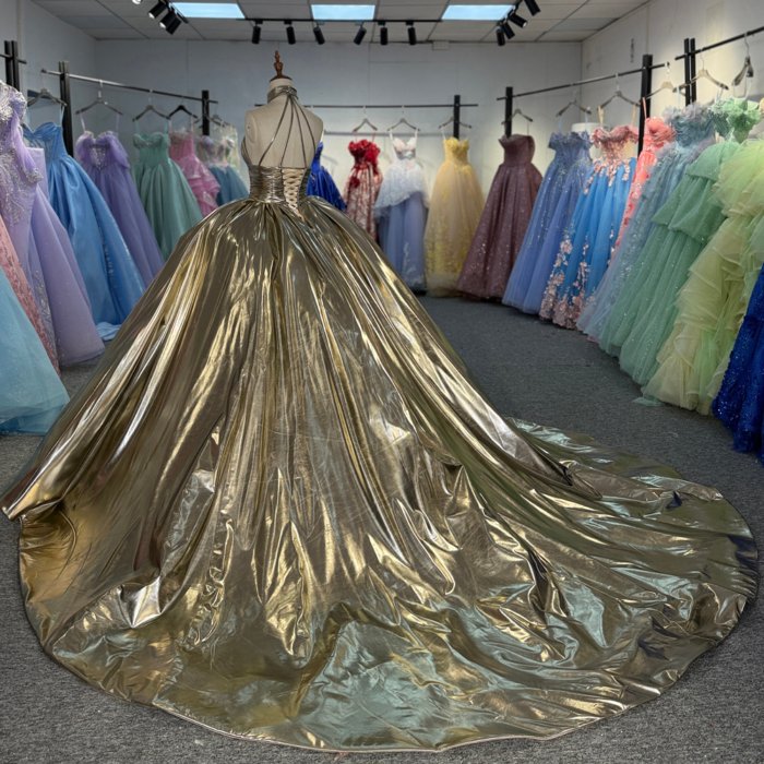 2025 Gold Quinceanera Dress Sweet 15 Quinceañera Flowers Vestidos De 15 Años Sequined Beading Lace Evening Party Dress 6895 - Image 6