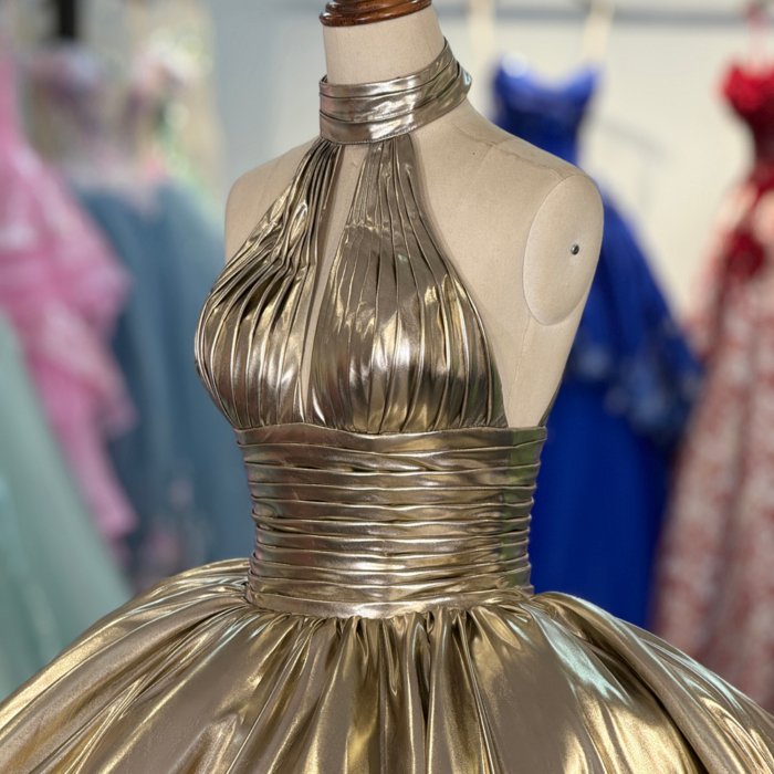2025 Gold Quinceanera Dress Sweet 15 Quinceañera Flowers Vestidos De 15 Años Sequined Beading Lace Evening Party Dress 6895 - Image 3