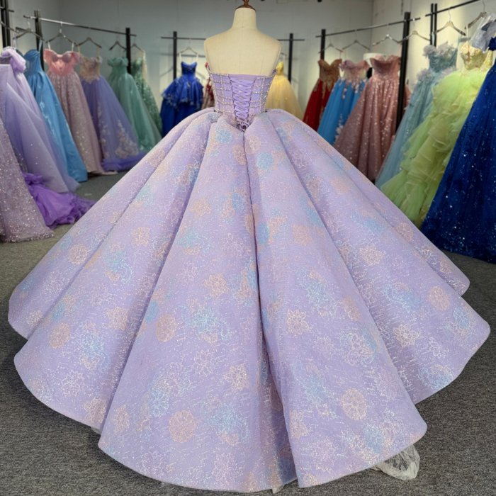 2025 Lilac Quinceanera Dress Sweet 15 Purple Quinceañera Flowers Vestidos De 15 Años Sequined Beading Lace Evening Party Dress 6914 - Image 2